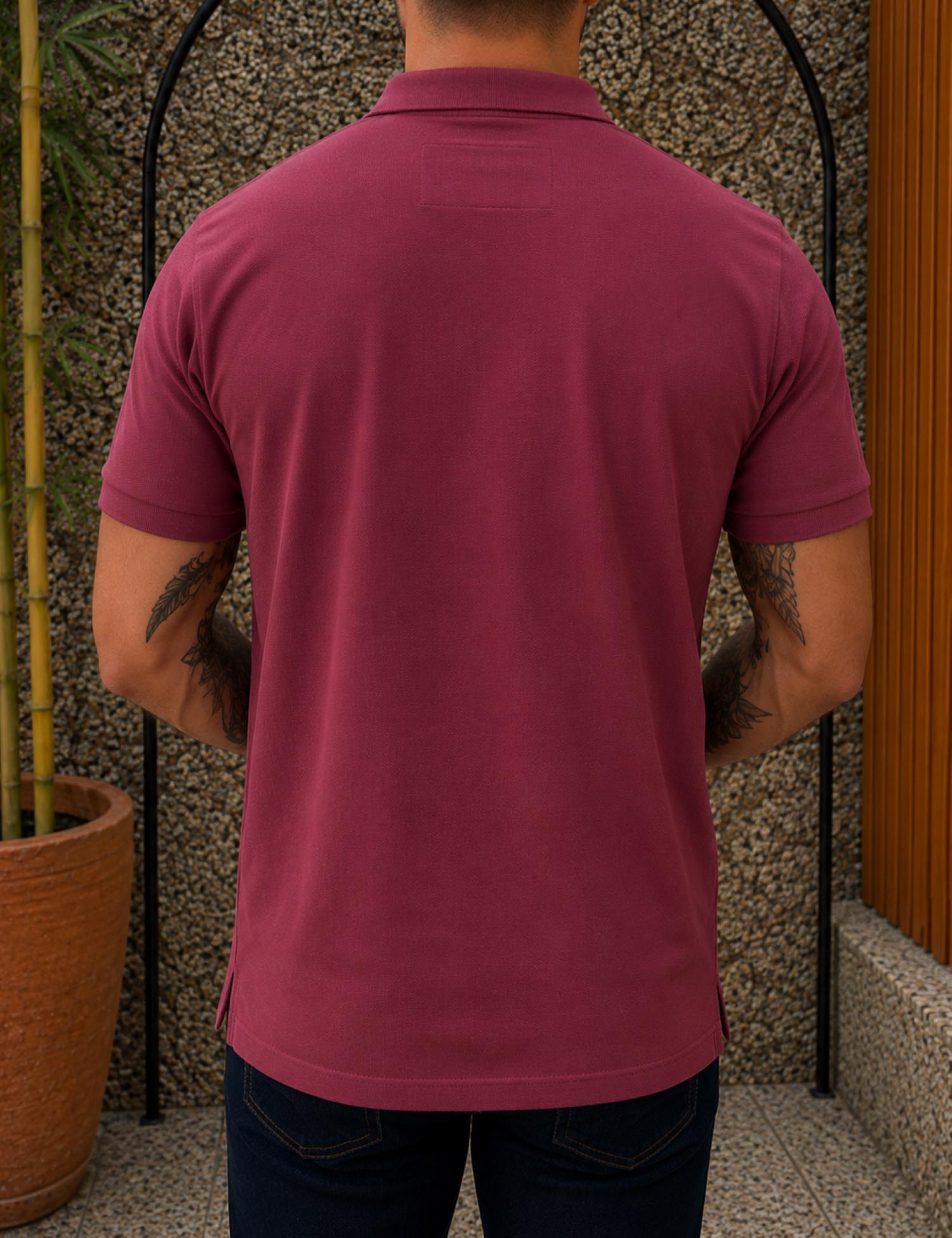 Origin ανδρική κερασί πικέ Polo μπλούζα Plus Size 262723C